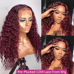 99J Deep Wave 13x4 HD Transparent Lace Front Human Hair Wig Lace Wigs Pre Plucked - Ossilee Hair