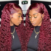 99J Deep Wave 13x4 HD Transparent Lace Front Human Hair Wig Lace Wigs Pre Plucked - Ossilee Hair