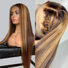 Highlight Brown 4x4 Lace Closure Wig Glueless Straight Human Hair Wig - Ossilee Hair