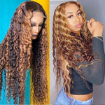 Highlight Brown Deep Wave 4x4 Lace Closure Wig Highlight Glueless Human Hair Wig - Ossilee Hair