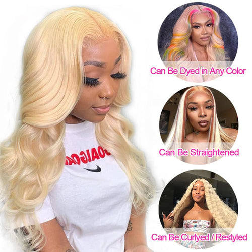 4x4 Lace Closure Wigs Brazilian Body Wave Pre Plucked 613 Blonde Human Hair Lace Wigs - Ossilee Hair