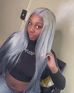 Ossilee Grey Color Wig 13x4 Striaght Lace Front Human Hair Wigs Body Wave Wig Swiss Lace