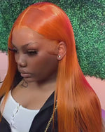 Ginger Orange Wigs 13x4 HD Transparent Lace Front Human Hair Wig Straight Glueless Lace Wigs Pre Plucked