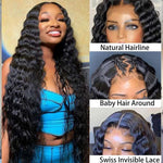 Ossilee Hair 13x6 Loose Deep Wave Human Hair Wig HD Transparent Lace Front Wigs Invisible Small Bleached Knots - Ossilee Hair
