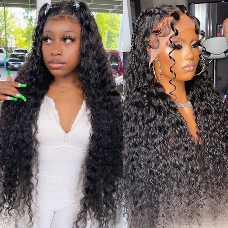 13x4 HD Lace Front Wig Human Hair Brazilian Virgin Water Wave Wig Pre Plucked Lace Wigs 10A Grade - Ossilee Hair