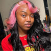 13x4 Highlight HD Lace Front Wigs Body Wave Skunk Stripe Pink Highlight Lace Wig 10A Grade - Ossilee Hair