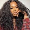 Pre Cut Lace Glueless Kinky Curly Human Hair Wig Pre Plucked with Elastic Band