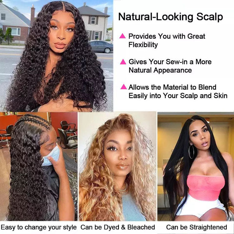 13x4 HD Lace Front Wig Human Hair Brazilian Virgin Water Wave Wig Transparent Lace Frontal Wig 10A Grade - Ossilee Hair