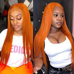 Ginger Orange Wigs 13x4 HD Transparent Lace Front Human Hair Wig Straight Glueless Lace Wigs Pre Plucked - Ossilee Hair