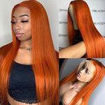 Ginger Orange Wigs 13x4 HD Transparent Lace Front Human Hair Wig Straight Glueless Lace Wigs Pre Plucked - Ossilee Hair